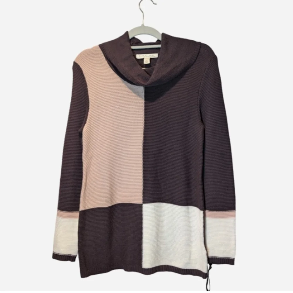 Elegant Colorblock Cowl Neck Sweater - Picture 1 of 9